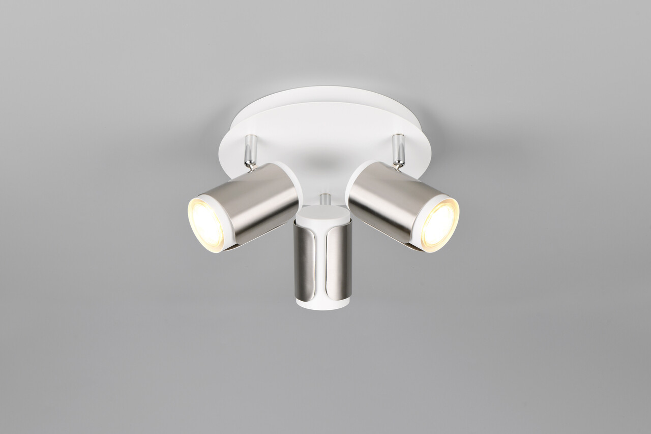Plafoniera Gillan, TRIO, 30x16 cm, 10W, 3x GU10, metal, nichel mat/alb - imagine 5